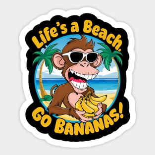 Monkey Beach Go Bananas Tropical Summer Vacation Sticker
